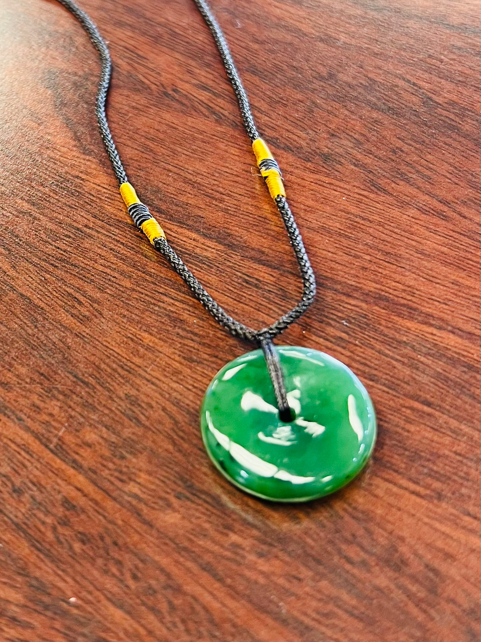 Nephrite Jade Circular Disk Necklace